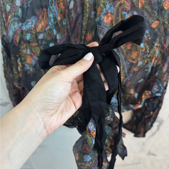 Silk Zara sheer long sleeve blouse - size L - paisley 90’s pattern - no damage - Picture 5 of 9